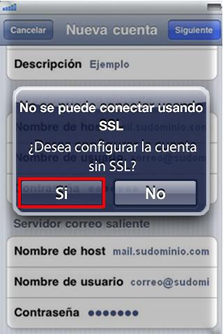 No se puede conectar usando SSL